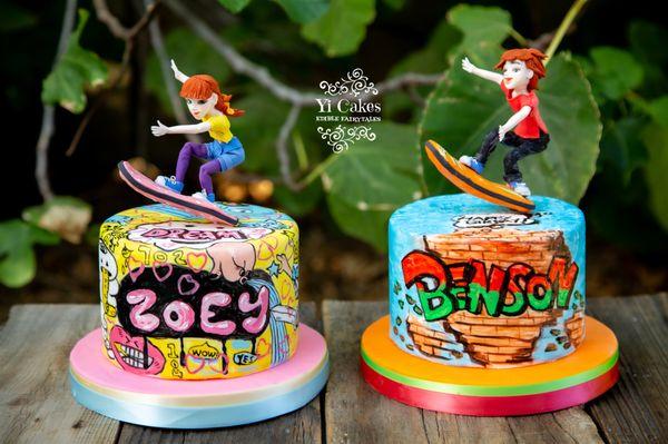 Custom Cake: Skaters for Twin's birthday