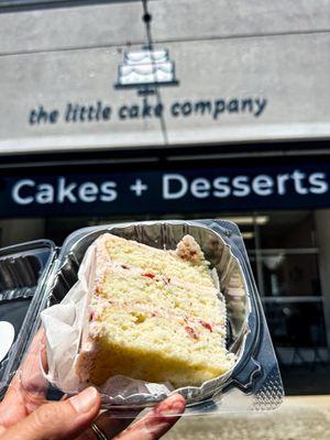 Strawberry lemon cake slice