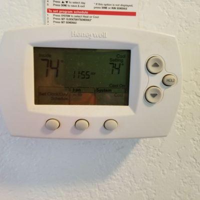 Thermostat at 74 degrees.