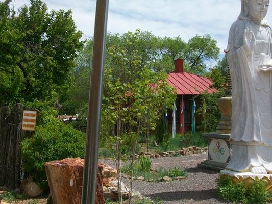 Located off Canyon Road at the end of a street next to Wilford Gallery's wind sculptures.