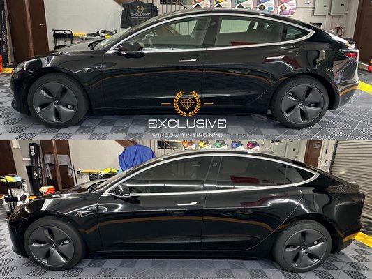 Tsla model 3 before and after + Tail Lights tinted