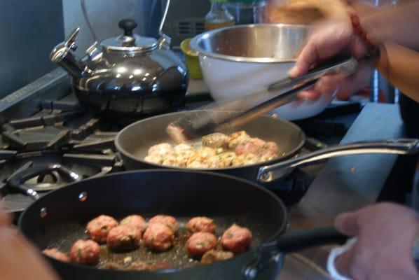 Making Asian Style Pork Meatballs for the Client Appreciation  Summer Party