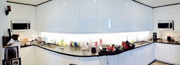 The Versace office kitchen installation, part 1. Oh so pretty, we couldn't fit the entire kitchen in just one photo!