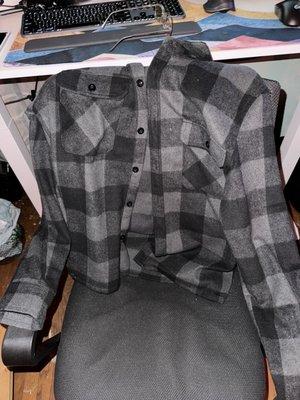 cute flannel with mag cover print on back