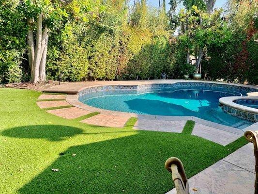 Custom residential artificial turf installation