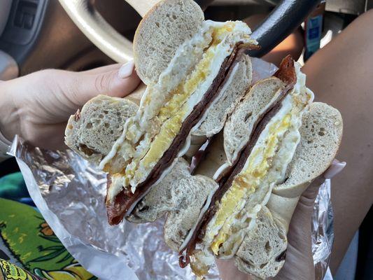 Pork roll egg & cheese with a hash brown