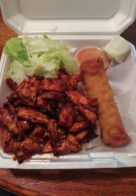 Spicy chicken and egg roll combo