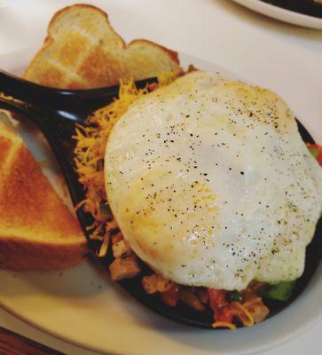 Favorite go to breakfast sausage skillet, with over easy eggs!