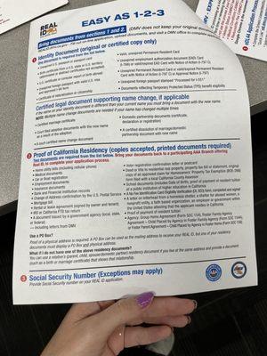 DMV / drivers license INFO  for AA