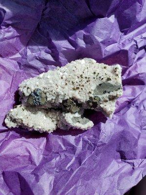 Galena and chalcopyrite on dolomite