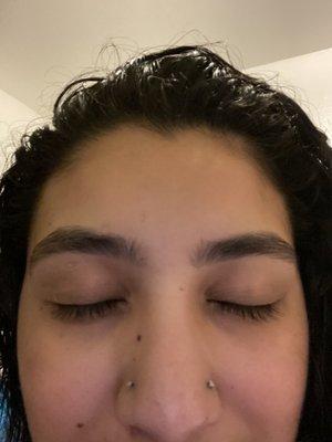 Thick eyebrows with little arch