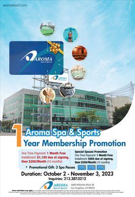 Aroma Spa & Sports, 1 Year membership promotion.