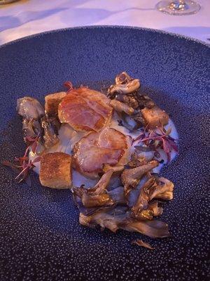 Scallops with head of the wood mushrooms, so good