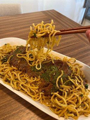 Garlic noodles with steak!