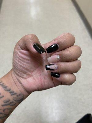 Acrylic gel black coffin nails