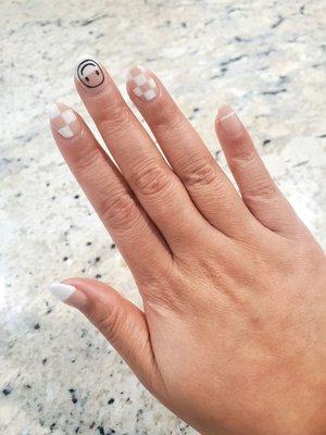 Right hand checkered nail design