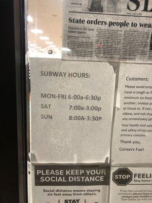 Subway new hours