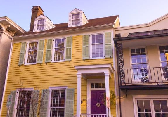 This historical home is located across the street from the square.