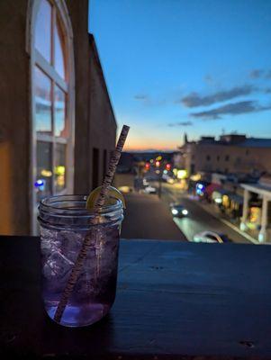 View from the patio with a Lavender lemonade