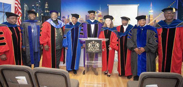 (L-R) Professors Briggs, Emmanuel, Odunze, Nwobu, Abraham, Baran, Ukomadu, Ozumba.