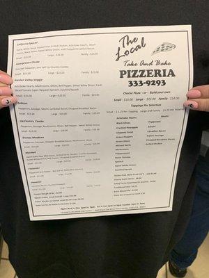 The menu