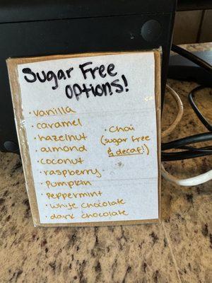 Sugar free options!! :)