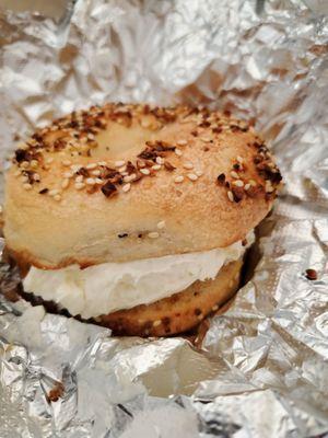 Everything bagel with cream cheese