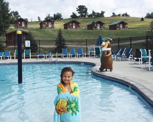 Cute cabins and their pool.