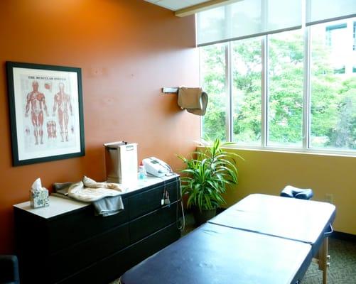 A treatment room for chiropractic therapies.