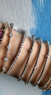 Stackable diamond bracelets