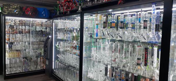 The Glass inside Rodeo Smoke Shop