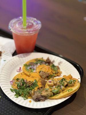 Our tacos and the drink in the background.