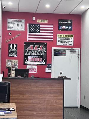 All Pro Smog front desk