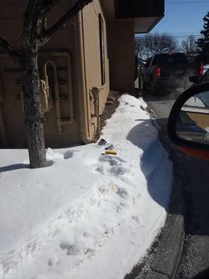 Nice that people toss their old coffee garbage in the snow