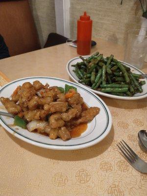 General Tso and fucking delicious green beans!