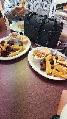 Fried yuca and puerco