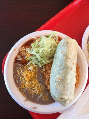 Carne asada and enchilada plate