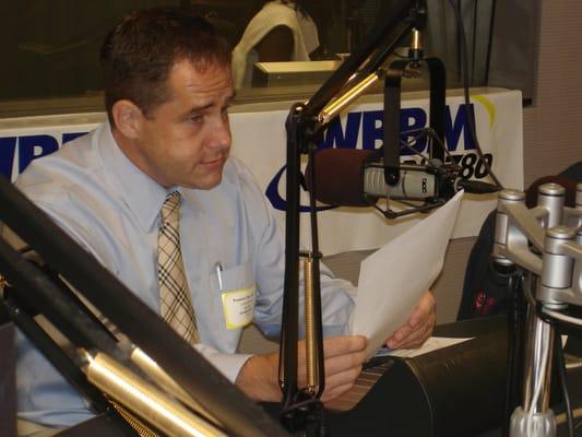 John Baethke at WBBM, taping an "Ask Your Plumber" spot for the Plumbing Council of Chicago