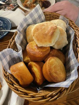 Complimentary Biscuits and Corn Muffins