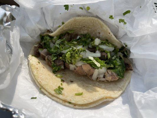 Beef tongue taco