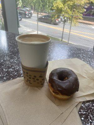 Cafe Mocha with Oat milk and chocolate donut!