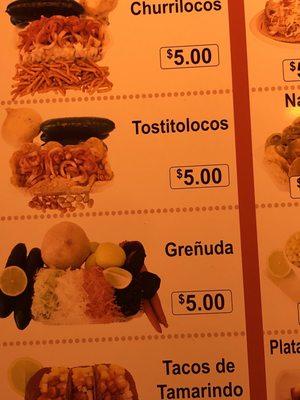 Menú + prices