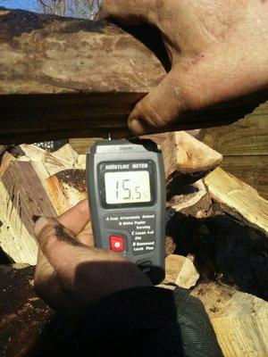 The Green Gang will notify consumers if the wood needs to dry based on their batch. Digital testing accurate if performed on rainy days etc.