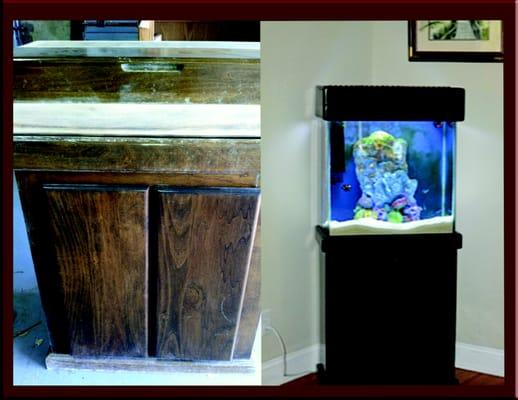 Restored wooden aquarium stand- Satin Black