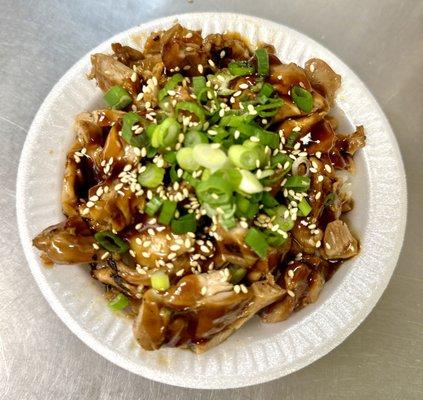 Small chicken bowl. Every teriyaki bowl comes with rice under.