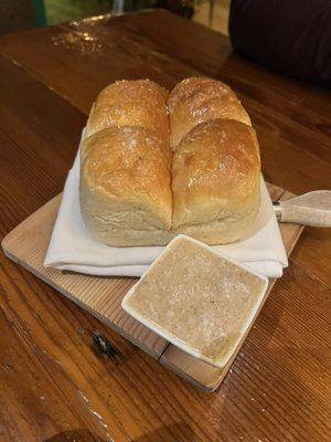 Rolls with cinnamon butter spread