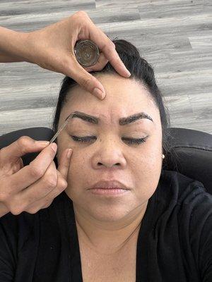 Getting my brows tinted for the first time.