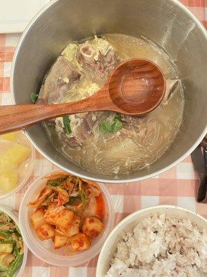 short rib soup + banchan + rice