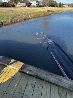 The bridge has lost its railings!!! Pay attention or you'll be in the river!!