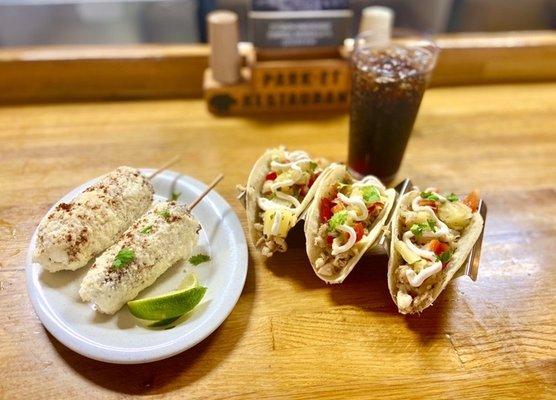 Taco Tuesday fish tacos & street corn